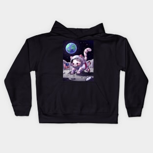 Cute Kawaii cat astronaut on moon Kids Hoodie